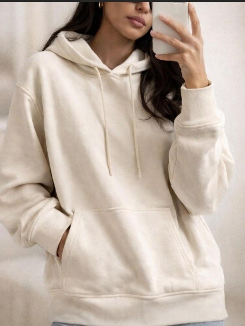 Oak + Fort Neutral Beige Hoodie Sweatshirt Oversized Cozy Loungewear Medium